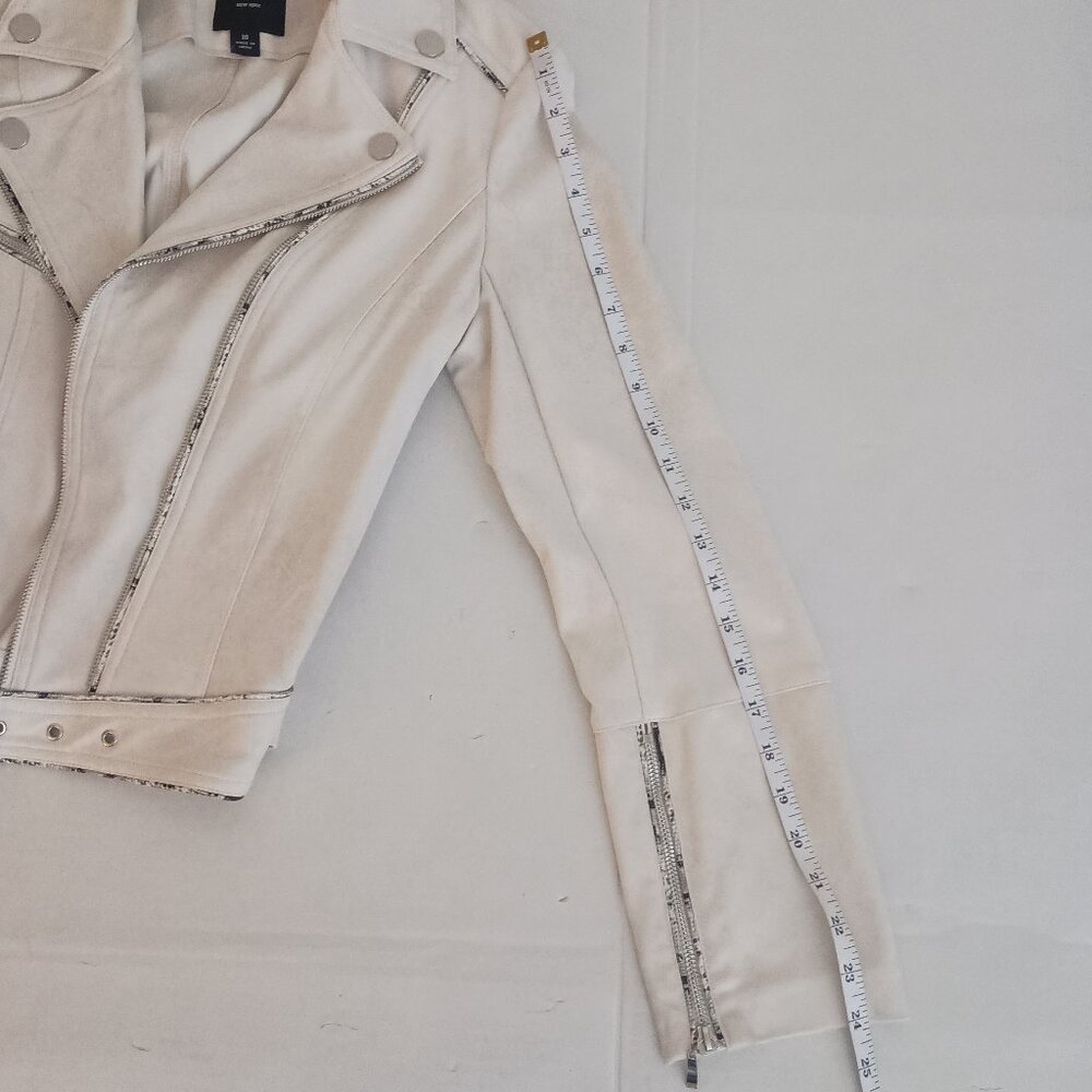 Insight Off White Faux Suede Moto Jacket Womens 10 - Picture 15 of 16